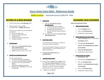 Cisco Unity Voice Mail - Reference Guide