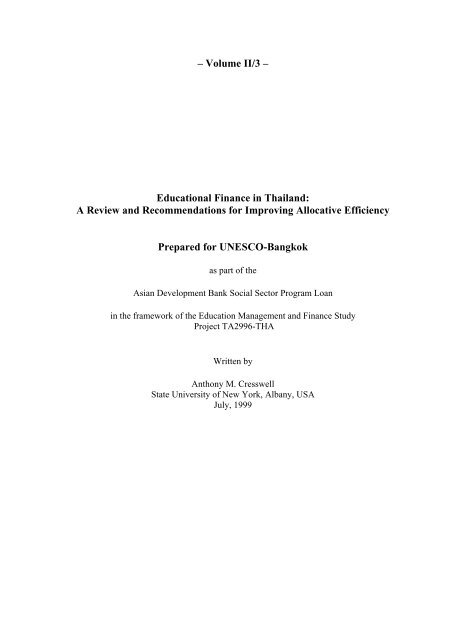 Educational Finance in Thailand - UNESCO Bangkok