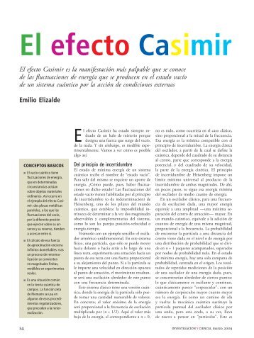 El efecto Casimir es la manifestaciÃ³n mÃ¡s palpable que se conoce ...