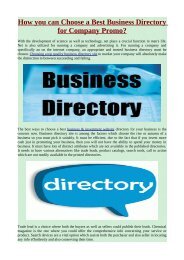 How you can Choose a Best Business Directory for Company Promo?