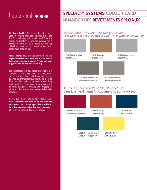 specialty systems colour card nuancier des revÃªtements ... - Dofasco