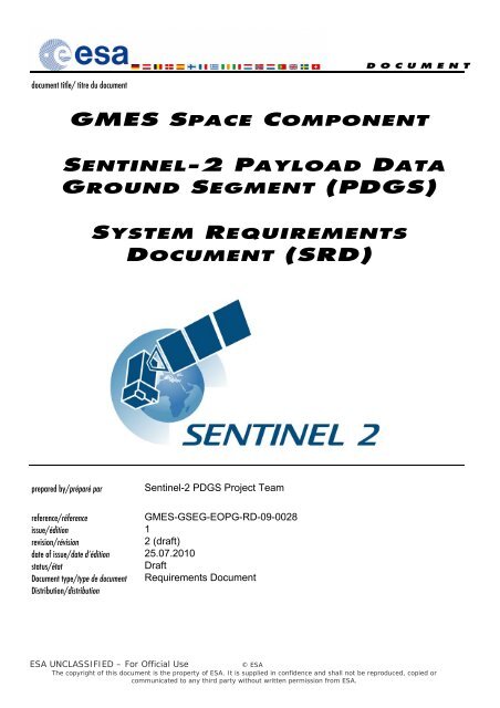 GSC Sentinel-2 PDGS SRD - emits - ESA