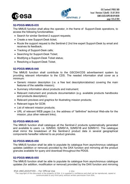 GSC Sentinel-2 PDGS SRD - emits - ESA