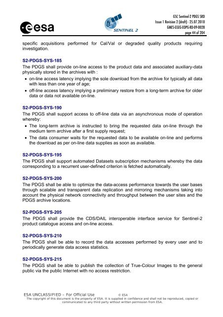 GSC Sentinel-2 PDGS SRD - emits - ESA