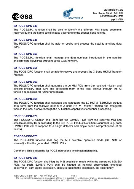 GSC Sentinel-2 PDGS SRD - emits - ESA