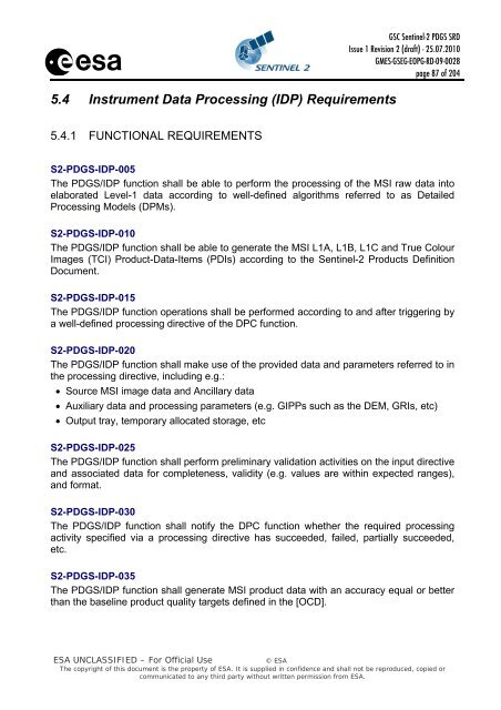 GSC Sentinel-2 PDGS SRD - emits - ESA