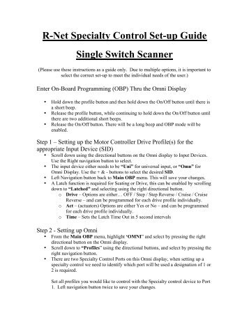 Single Switch Scanner Set-up Guide - Sunrise Medical