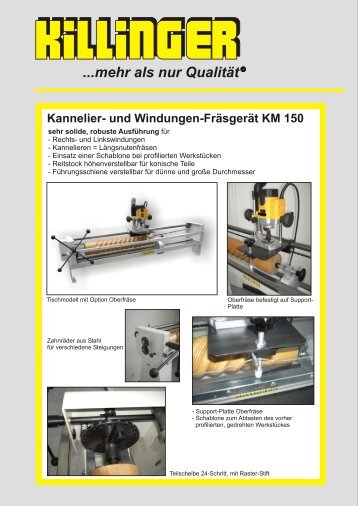 und Windungen-Fräsgerät KM 150 - Killinger Maschinen GMBH