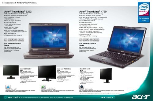 Acer® TravelMate® 5730 Acer® Aspire® 6920 - iLaptops