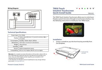 TM50 Touch Intuitive Touchscreen Quick Install Guide - Diafan