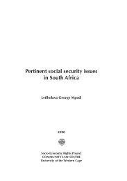 Pertinent social security issues in South Africa - Community Law ...