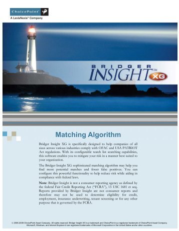 Bridger Insight XG Matching Algorithm