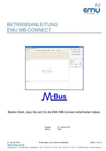 BETRIEBSANLEITUNG EMU MB-CONNECT - EMU Elektronik AG