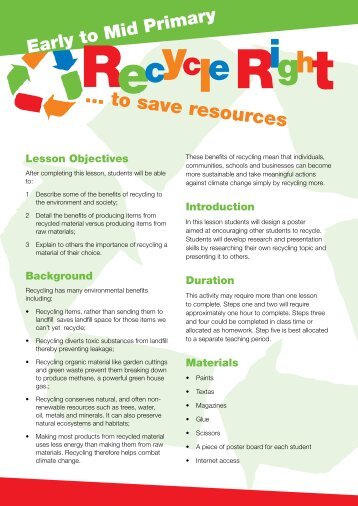 Save Resources Poster Lesson Plan (Early - Mid Primary) - National ...