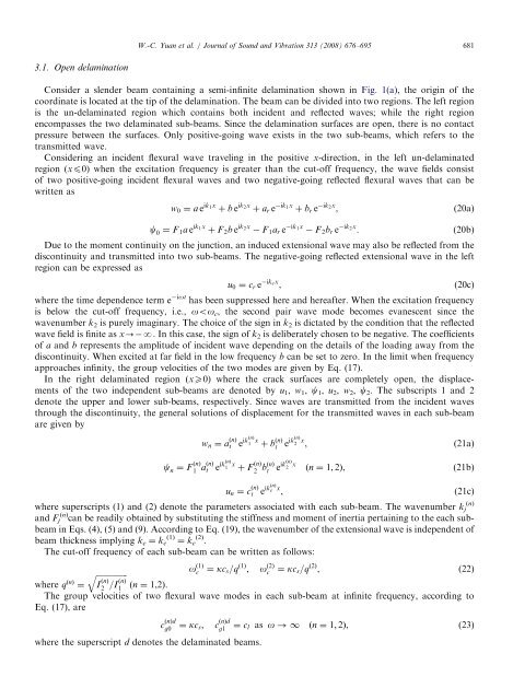 Wave reflection and transmission in composite beams containing ...