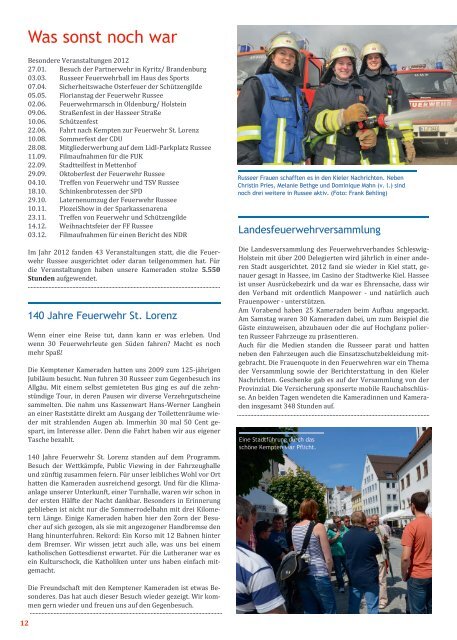 Jahresbericht der Feuerwehr Russee Ã¼ber 2012 als pdf - Freiwillige ...