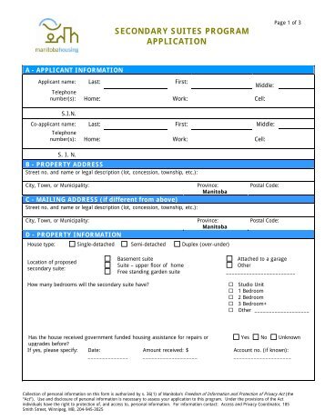 Secondary Suites Program application - Government of Manitoba