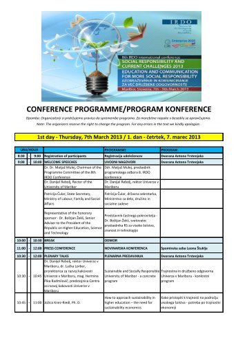 program konference - Ministrstvo za gospodarski razvoj in tehnologijo