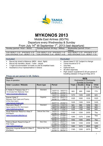 mykonos 2013 - Tania Travel