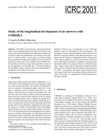 Study of the Longitudinal Development of Air Showers with CORSIKA