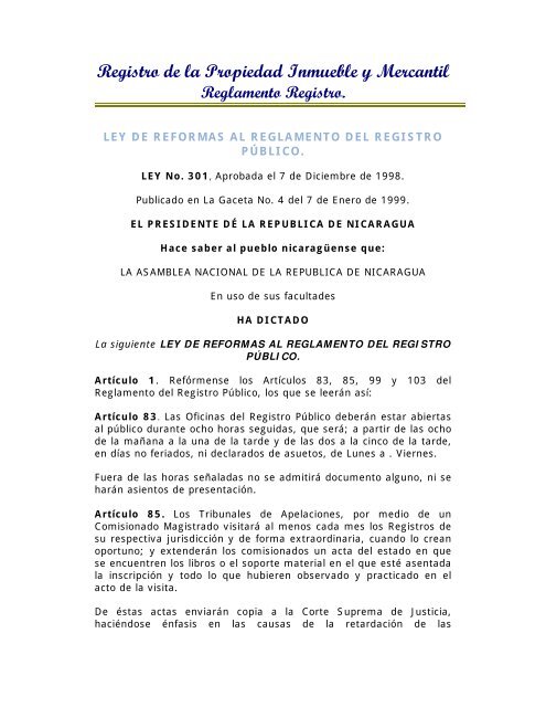 Registro de la Propiedad Inmueble y Mercantil - Poder Judicial