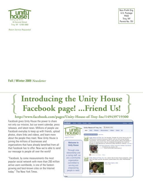 Newsletter December 2009 - Unity House