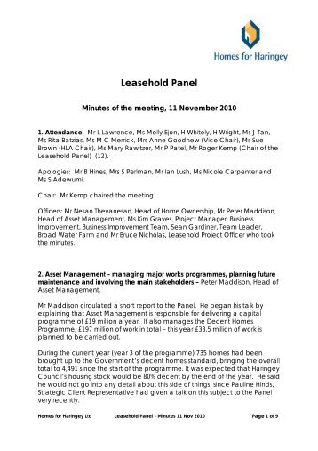 Leasehold Panel - Homes for Haringey
