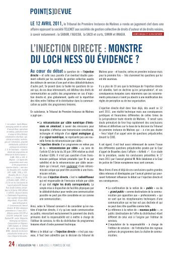 l'injection directe : monstre du loch ness ou Ã©vidence - KOAN