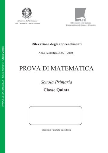 Prova di Matematica classe V primaria - Invalsi