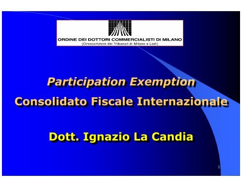 Participation Exemption Consolidato Fiscale Internazionale Dott ...