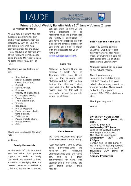Primary School Weekly Bulletin Friday 10 June â Volume 2 Issue