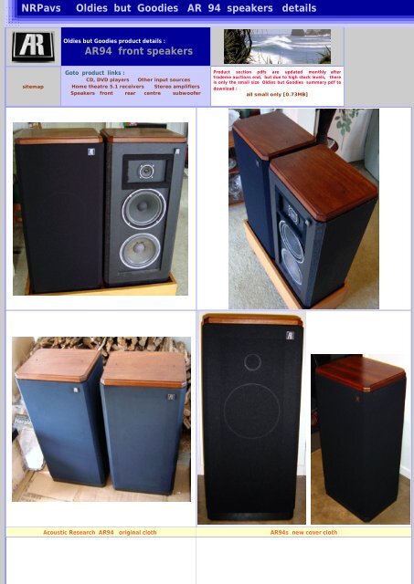 NRPavs Oldies but Goodies AR 94 speakers details AR94 front ...