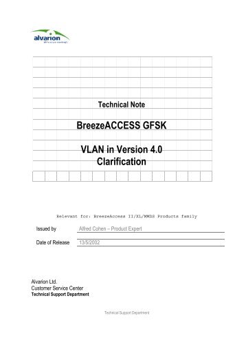 BreezeACCESS GFSK Ver 4.0 - Alvarion