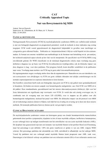 CAT Critically Appraised Topic Nut van flowcytometrie ... - UZ Leuven