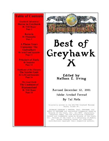 Best of Greyhawk X - Le Monde de Greyhawk