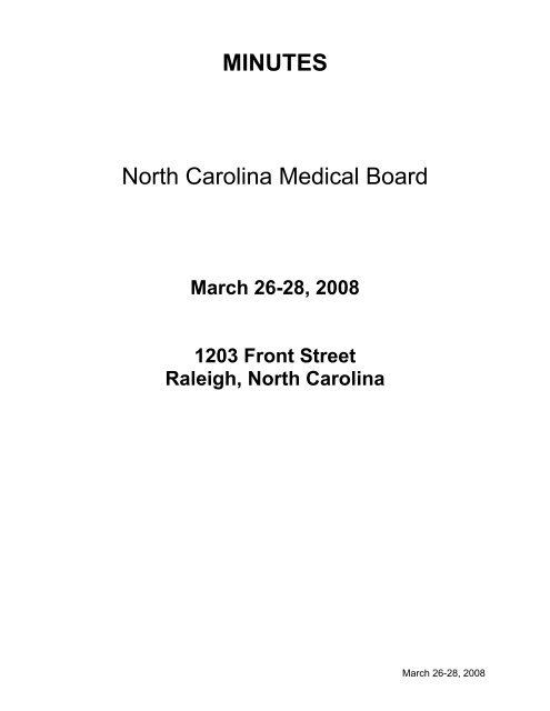 MINUTES North Carolina Medical Board - NC Medical Board
