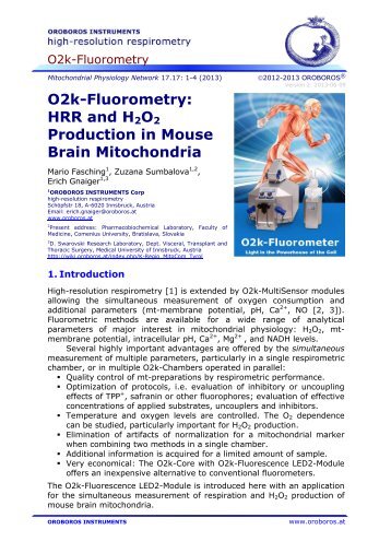 O2k-Fluorometry: HRR and H2O2 Production in Mouse ... - Oroboros