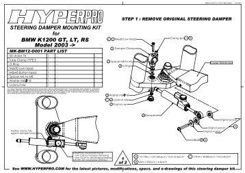 Steering damper mounting kit for bmw k1200 gt, lt, rs - EPM ...