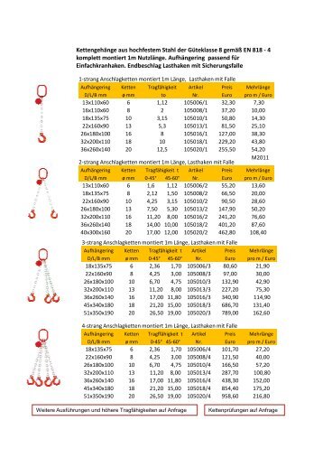 Anschlagketten Gütekl. 8