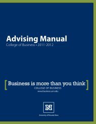 Advising Manual - College of Business - University of Nevada, Reno