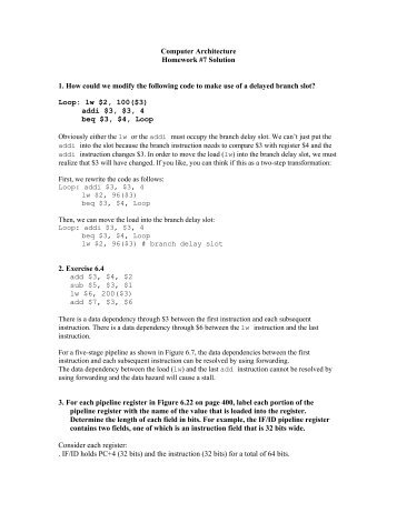 Computer Architecture Homework #7 Solution 1. How could we ...