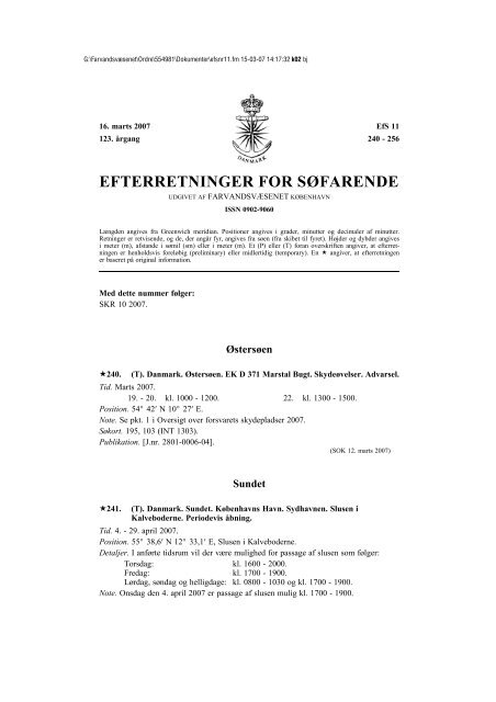 EFTERRETNINGER FOR SÃFARENDE