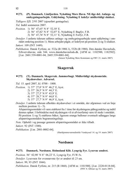 EFTERRETNINGER FOR SÃFARENDE