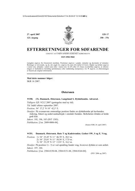 EFTERRETNINGER FOR SÃFARENDE