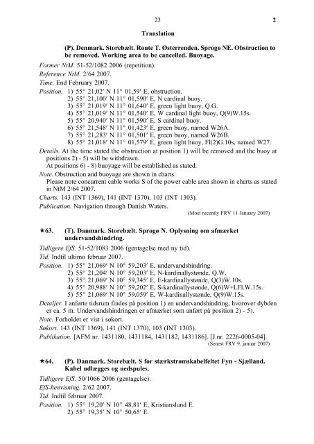 EFTERRETNINGER FOR SÃFARENDE