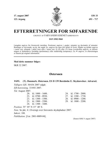 EFTERRETNINGER FOR SÃFARENDE