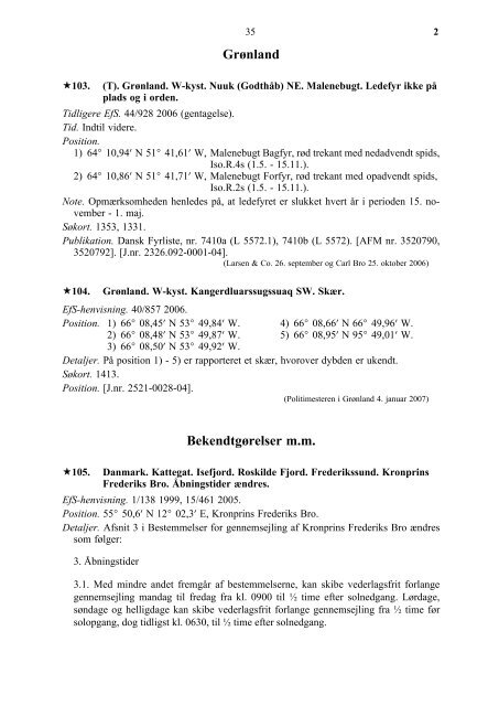 EFTERRETNINGER FOR SÃFARENDE