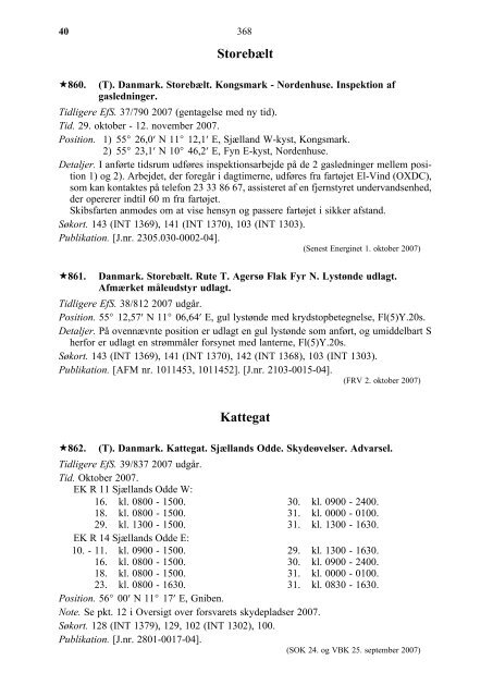 EFTERRETNINGER FOR SÃFARENDE