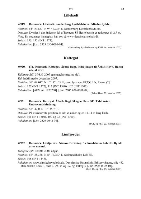 EFTERRETNINGER FOR SÃFARENDE