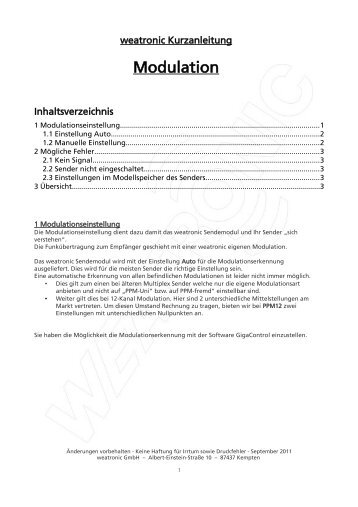 Weatronic Modulationseinstellung - RC-Network Wiki